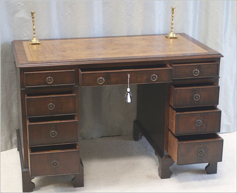 2046 Antique Small Mahogany Pedestal Desk (2)
